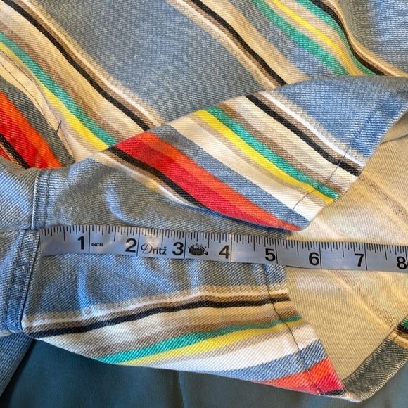 VTG 90s Revival Shorts 10 Bermuda 28” waist ColorBlock Blue Striped Indie 5” - Picture 15 of 15